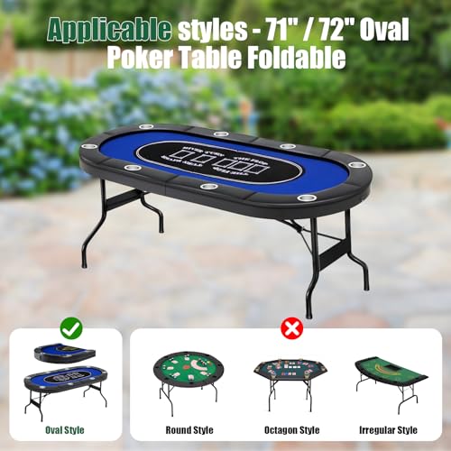 8 Player Poker Table Storage Bag, Carry Case for 72" Folding Table | Bags for 71" / 72"-Oval Folding Poker Tables for Large Moving, 600D Portable Protective Covers - Black 37 x 37 x 5.9 Inch - size: 37" x 37" x 5.9"