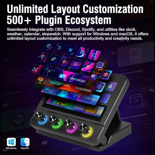 Macro Pad, Streaming Deck Stream Controller Soundboard Keypad, Programmable Keys USB Shortcut Keyboard for Gamer Streamer, Audio Mixer for OBS, YouTube, Office Desk Setup, PC, Mac - color: Black