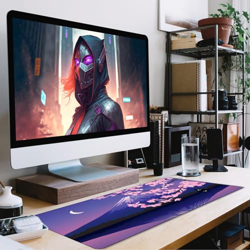 Large Extended Gaming Mouse Pad with Stitched Edges, Non-Slip Waterproof Rubber Base Mouse Pad for Office, Computer, Laptop and Home Mousepad 31.5 x 15.7 Inch, Janpanese Sakura - color: Sakura
