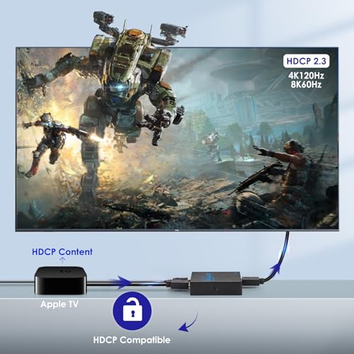 HDMI Splitter - HDCP, HDR, Dolby/DTS5.1/7.1 - Compatible with Firestick 4k Max, PS3/PS5 & Elgato HD60s/x/Pro, Apple TV 4K, Retrotink, Roku soundbar, NOT for Phone (HB-SP102B-8K) - size: Splitter 1x2 8K@60Hz