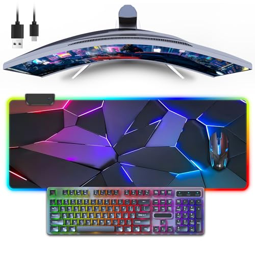 RGB Mouse Pad, Gaming Mousepad with 13 LED Light Modes | 31.5X11.8inch Large Mouse Mat, Gaming Mats for Desk with Non-Slip Rubber Base, Model-C - color: Black-e