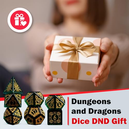 LUCKY-M Glass Dice DND Set, Polyhedral Crystal Glass Dice D&D for Dungeons and Dragons, with Case for RPG MTG Tabletop Games Men & Women Gift(PF-Green) - color: Pf-green