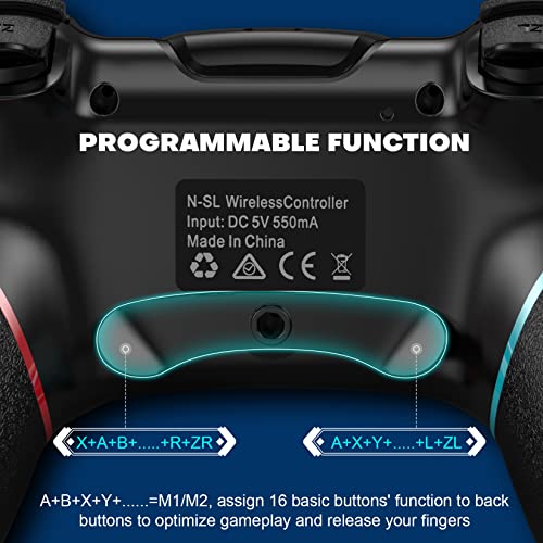 Diswoe Switch Controller, Wireless Pro Controller for Switch 2/Switch/Switch Lite/Switch OLED, Switch Remote Gamepad with Joystick, Adjustable Turbo Vibration with Programmable Function - color: Black+BF