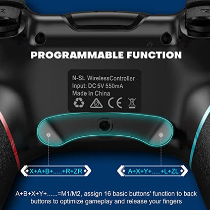 Diswoe Switch Controller, Wireless Pro Controller for Switch 2/Switch/Switch Lite/Switch OLED, Switch Remote Gamepad with Joystick, Adjustable Turbo Vibration with Programmable Function - color: Black+BF