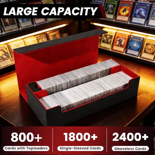 Premium Trading Card Storage Case TCG Deck Box Holds 800+ Sleeved Cards for MTG, YuGiOh, Uno, Sport with Strong Magnet Closure (Black & Purple) - color: A-Black/Purple - 800 Cards