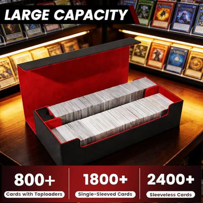 Premium Trading Card Storage Case TCG Deck Box Holds 800+ Sleeved Cards for MTG, YuGiOh, Uno, Sport with Strong Magnet Closure (Black & Purple) - color: A-Black/Purple - 800 Cards