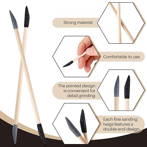 60 Pcs Sanding Sticks Double End Matchsticks Sanding Twigs Fine Detailing Polishing Sticks for Plastic Models Wood Hobby, 120/280 Grit, 5.4 x 0.3 Inch