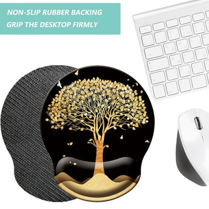 Mouse Pad with Wrist Support, Ergonomic Mouse Pad with Memory Foam Wrist Rest Cushion, Non-Slip Rubber Base Gaming Mice Pad for Home Office Computer Laptop, Tree - color: N-tree