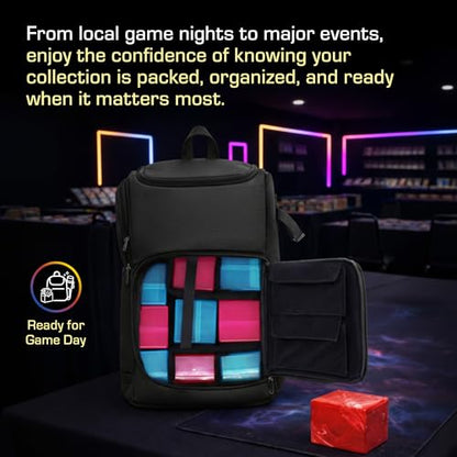 BCW Spectrum TCG Backpack | Holds 7–9 Prism Deck Cases | Configurable Storage for Cards & Gear | Playmat Strap & Side Pocket | Durable & Travel-Friendly Design | Black - color: Black