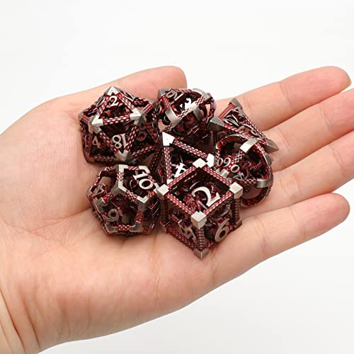 DND Dice, Metal Polyhedral Dice Set Role Playing D&D Dice HNCCESG Hollow Cthulhu Dice Gaming for for Tabletop Role-Playing Games (Blood) - color: Cthulhu Blood