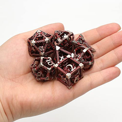 DND Dice, Metal Polyhedral Dice Set Role Playing D&D Dice HNCCESG Hollow Cthulhu Dice Gaming for for Tabletop Role-Playing Games (Blood) - color: Cthulhu Blood