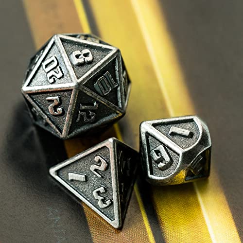 UDIXI Mini Metal DND Dice Set, 10mm Tiny Small Metal D&D Polyhedral Dice Set for Role Playing Games and Other Tabletop Game (Silver) | 7-Pieces, Lightweight, Velvet Drawstring Bag, for Dungeons and Dragons Role Playing Games Tabletop Games - color: Mini-s