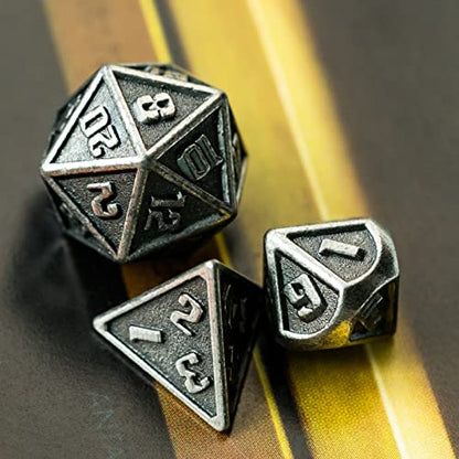 UDIXI Mini Metal DND Dice Set, 10mm Tiny Small Metal D&D Polyhedral Dice Set for Role Playing Games and Other Tabletop Game (Silver) | 7-Pieces, Lightweight, Velvet Drawstring Bag, for Dungeons and Dragons Role Playing Games Tabletop Games - color: Mini-s
