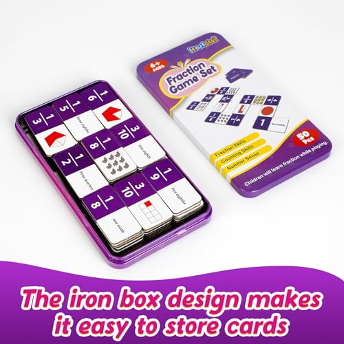 Kasfalci Fraction Dominoes Set,Math Games for Kids,Math Manipulatives,Counting Toys,Learning Games,Preschool Learning Activities,Homeschool Supplies,Kindergarten Classroom Must Haves,1st 2nd 3rd Grade - style: Fraction