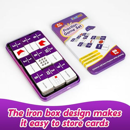 Kasfalci Fraction Dominoes Set,Math Games for Kids,Math Manipulatives,Counting Toys,Learning Games,Preschool Learning Activities,Homeschool Supplies,Kindergarten Classroom Must Haves,1st 2nd 3rd Grade - style: Fraction