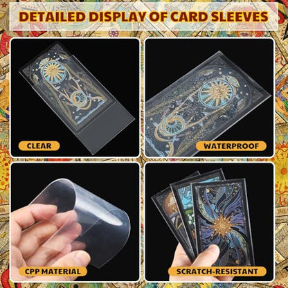 Maitys 300 Pack Clear Tarot Card Sleeves (72x122mm) 200μM Thick, Non-Glare Compatible with TCG & Board Game Cards