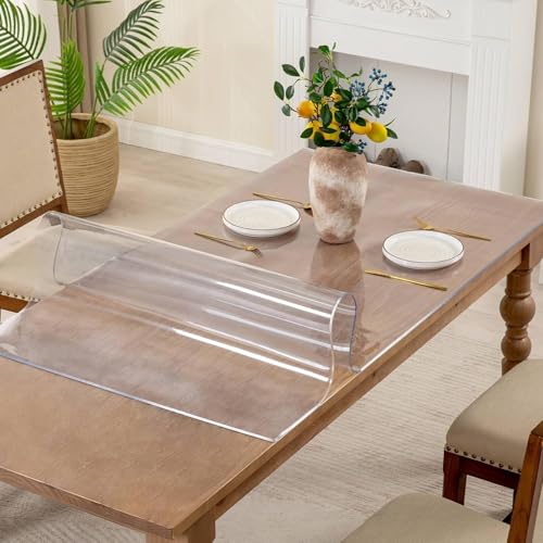 14 x 32 Inch Clear Table Cover Protector, 2mm Thick Clear Desk Mat, Plastic Table Cover, Vinyl Table Protector, Desk Mats on Top of Desks - size: 14" x 32"