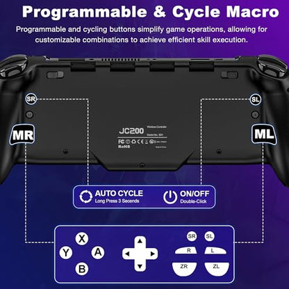 NealGamefy Switch Controllers,Wireless Switch Pro Controller for Nintendo Switch/OLED Controller,Upgrade Full-Size Ergonomic One Piece Handheld Controller with Programmable,TURBO,Vibration - color: Black-crack