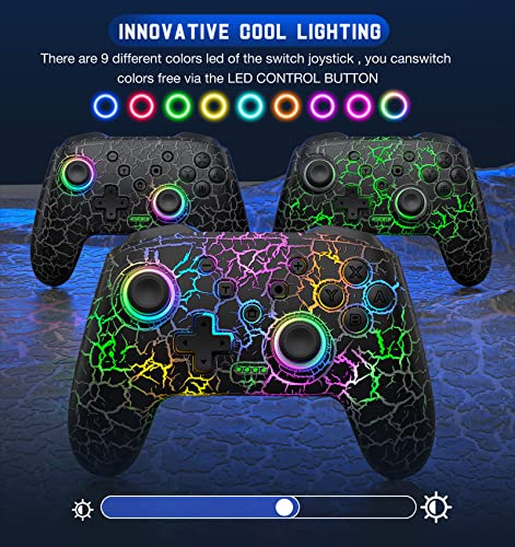 Gammeefy Switch Controller, Wireless Switch Pro Controller for Nintendo Switch/Switch 2/Lite/OLED, 9 Color Adjustable LED Switch Remote Compatible with PC/Android/IOS with Programmable Function - color: Black