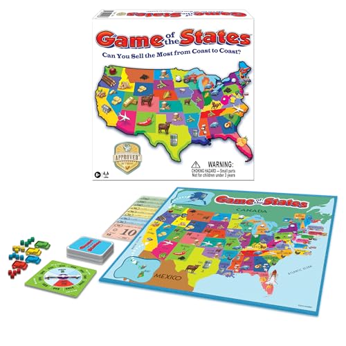 Game of the States, Kids Pick Up & Deliver Game, by Winning Moves Games USA | 1970's Original Artwork, 2 to 4 Players, Ages 8 and up