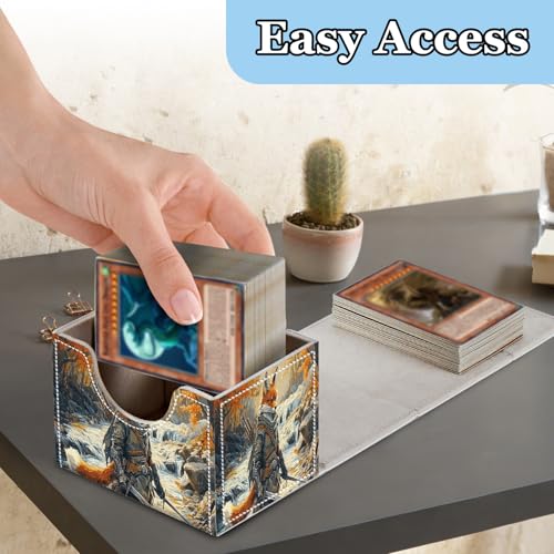 Commander Deck Box for Trading Cards - Fits 100+ Double Sleeved Cards, PU Leather MTG TCG Storage Case with Strong Magnetic Closure, Fox Knight - color: Fox Knight