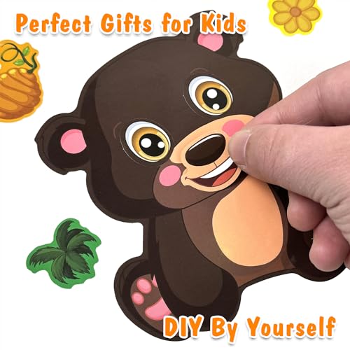 Aowplc 48 Sheets Make-a-Face Animal Stickers Mix and Match for Kids Party Favors Supplies Activities Crafts - style: Mixed Animals