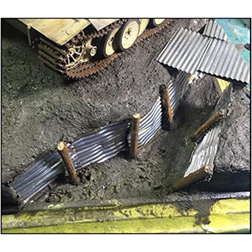 1:35 Scale Steel Shed Corrugated Tile Set, 8 Pcs Iron Miniature Roof Tiles for Diorama Building and Sand Table Layout