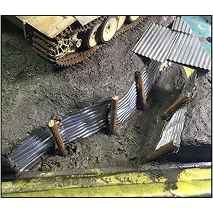 1:35 Scale Steel Shed Corrugated Tile Set, 8 Pcs Iron Miniature Roof Tiles for Diorama Building and Sand Table Layout