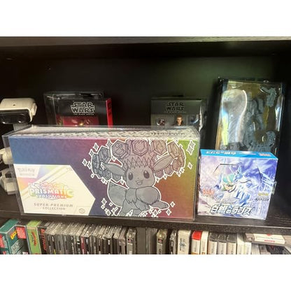 PET Protector + Acrylic Display Case Bundle for Pokémon Cards – Fits Prismatic Evolutions Super Premium Box & 151 Japanese Booster Box