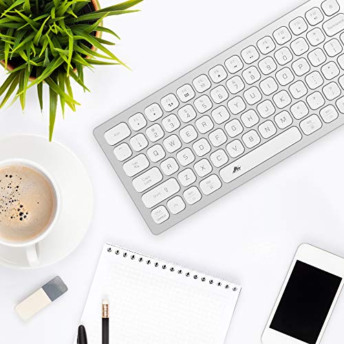 POWZAN Aluminum Quiet Wired Keyboard Backlit- Slim Chiclet Key Compatible with Apple iMac, MacBook, Mac and PC, USB Keyboard Numeric Keypad RGB Lighted Key - Silver White - color: KB770-Silver White