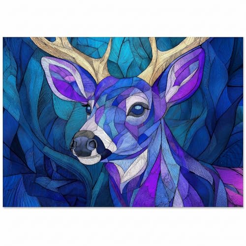 1000 Piece Puzzle for Adults, Glowing Antlers Jigsaw Puzzle for Adults, Premium Matte Finish, Thick Blue Cardboard, Fun and Challenging Family Game Great Gift Idea - color: Glowing Antlers