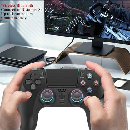 Wireless Game Controller for PlayStation 4 Bluetooth Replacement Gamepad for PS-4 Slim/Pro & Windows PC Rechargeable Portable Double Vibration Joystick Remote Joypad with 1000mAh Battery,Turbo,Mapping