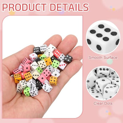 uxcell 300Pcs Mini Dice, 8mm/0.31" Acrylic Tiny Six Side Game Dot Square Dice Bulk for Table Board Game Party Activities, White/Black - color: White/Black, size: 8mm/0.31"
