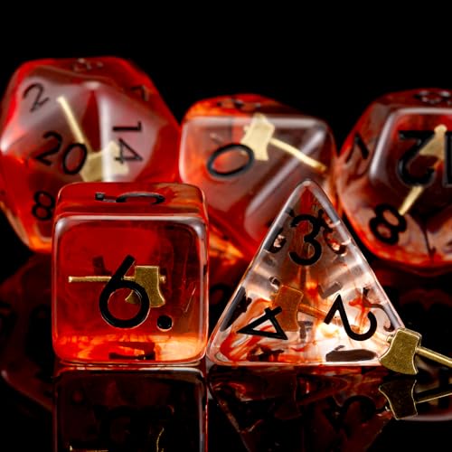 DND Resin Hatchet Dice Set, D&D Polyhedral Dice for Dungeons and Dragons RPG, MTG Role Playing Games D and D Dice 7pc D20 D12 D10 D8 D6 D4 for Ages 15 and Up - color: Hatchet