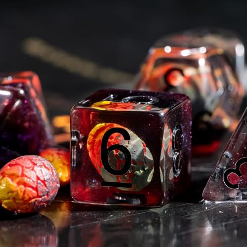 UDIXI 7PCS DND Dice Set Dragon Egg Polyhedral Dice Set for Tabletop Games | Velvet Storage Bag, DM Gift, for Dungeons and Dragons Role Playing Games Board Games - color: Dragon Egg
