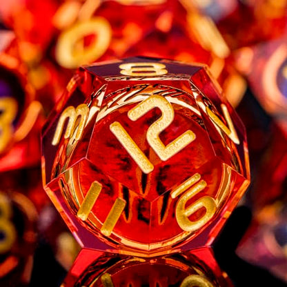 Magic Golden Ring DND Dice Set Sharp Edge Red Gaze Eye Resin Dice with Box, for use with RPG D&D Tabletop Games Lord D and D Polyhedral Dice Set - color: Ring -Eye-red