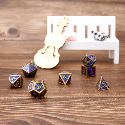 Metal Dice Set D&D Dragon and Dungeon Polyhedral Metal Dice, Punk Style Role-Play RPG Explorer MTG Pioneer Game DND Dice Set (7 Pieces) - color: Black2