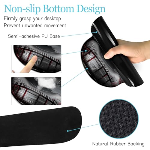 LIMKRIAN Japanese Ergonomic Mouse Pad with Wrist Rest, Large Desk Mat Set | Gaming Computer Mat, Keyboard Wrist Support, Coaster, Desk Matt for Desktop, Japanese Anime Office Supplies Desk Accessories - color: XXL-Full Moon