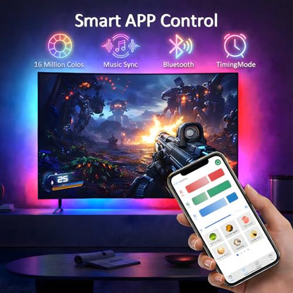 TV Backlight,12.5ft Music Sync Bluetooth TV Lights, 55-65" | USB Powered Smart Led Strip Lights, Immersive Behind TV LED Lights for Gaming, Movie