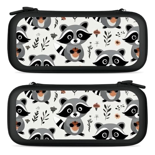 Game Carrying Bag Compatible with Nintendo Switch, Cute Raccoon Portable Game Pouch with 15 Games Cartridges Protective Hard Shell Case - color: Color(91)