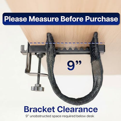 VIVO No Drill Clamp-on 55 inch Mesh Net Under Desk Cable Management Wire Organizer, Adjustable Home Office Standing Desk Cord Storage Sleeve, Black, DESK-AC55MH - size: 55"