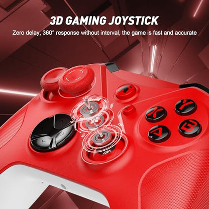 Gamrombo Wireless Replacement for Nintendo Switch with Multi Touch Pad/Turbo/Dual Vibration/3.5mm Audio Jack-Red - color: Red