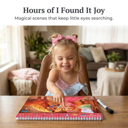 Fun Search and Find Books for Kids 3-5 - Cute Road Trip Game w Magical Scenes for Girls 4-8 w Princess, Unicorn & Mermaid - Essential Travel Activity w Markers for Hours of Fun on Car Rides & Planes