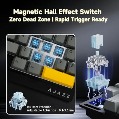 AJAZZ AK029 Wired One-Handed Hall Effect Mechanical Gaming Keypad, 29 Keys | Magnetic Switch, Rapid Trigger, 8KHz Polling, SOCD/DKS, RGB Backlit, Web Driver Customizable, Portable, Black Gray - color: Black Gray