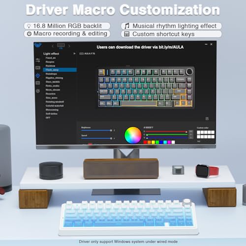 AULA F75 Pro Wireless Mechanical Keyboard,75% Hot Swappable Custom Keyboard,RGB Backlit,Pre-lubed Linear Switches,Side Printed PBT Keycaps Mechanical Gaming Keyboards,Gradient Blue - color: F75 Pro-Gradient Blue