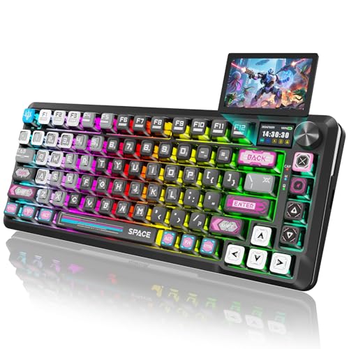 Redragon Wireless Mechanical Gaming Keyboard - Gasket-Mounted RGB Backlit, Custom Keys, 3-Mode(Bluetooth/2.4G/USB), Hot-Swap Pre-Lubed Switches, Screen & Control Knob - Cyber Mecha Style, Plasma Arc - color: Plasma Arc
