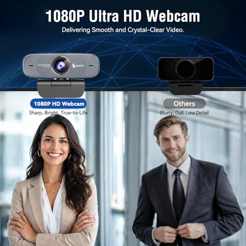Angetube 1080P Webcam for PC Web Camera with Dual Noise-Cancelling Mics | Autofocus Plug&Play USB Computer Camera for Laptop, Desktop, PC, Mac,Ideal for Meetings/Streaming/video calls/Zoom/Teams