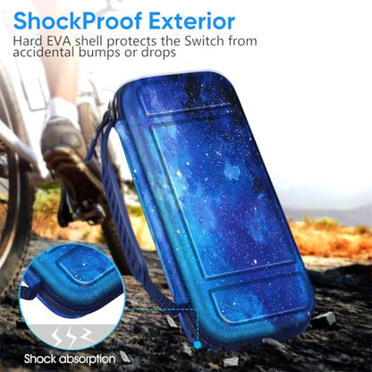 FINTIE Carrying Case for Nintendo Switch / Switch OLED Model (2021) | Shockproof, Hard Shell Protective Cover, Portable Travel Storage Bag, 10 Game Card Slots & Inner Pocket - color: starry sky