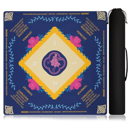 Mahjong Mat for Table 31.5"x31.5" Non Slip Noise Reduction Mahjong Table Mat with Carry Storage Bag for Playing Board Game Domiones Blackjack Poker Card (Blue) - color: Blue