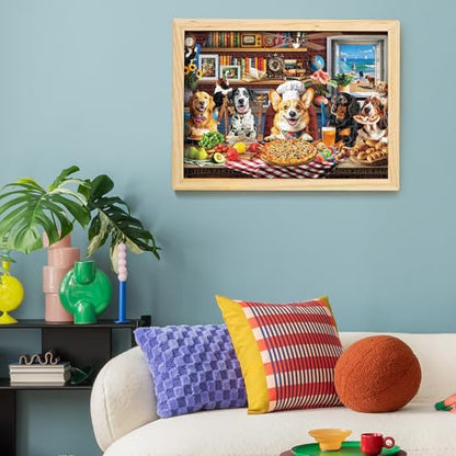 BenBen 4 Pack 1000 Piece Puzzle for Adults, Thick Cardboard Pieces | World Landscape, USA Landmarks, Dogs' Dinner Party, Jungle Parrots Jigsaw Puzzles with Letters or Patterns on Back